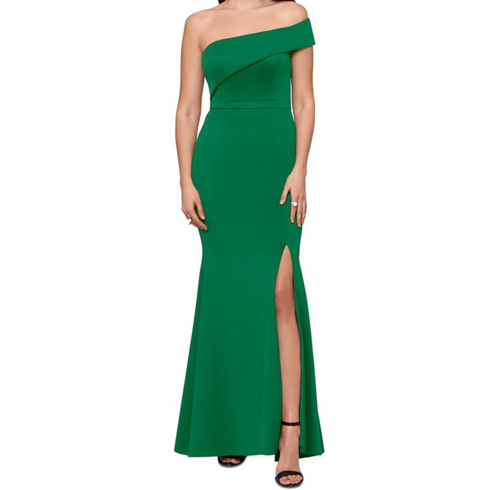 Xscape One Shoulder Fit and Flare Evening Gown Sz 16